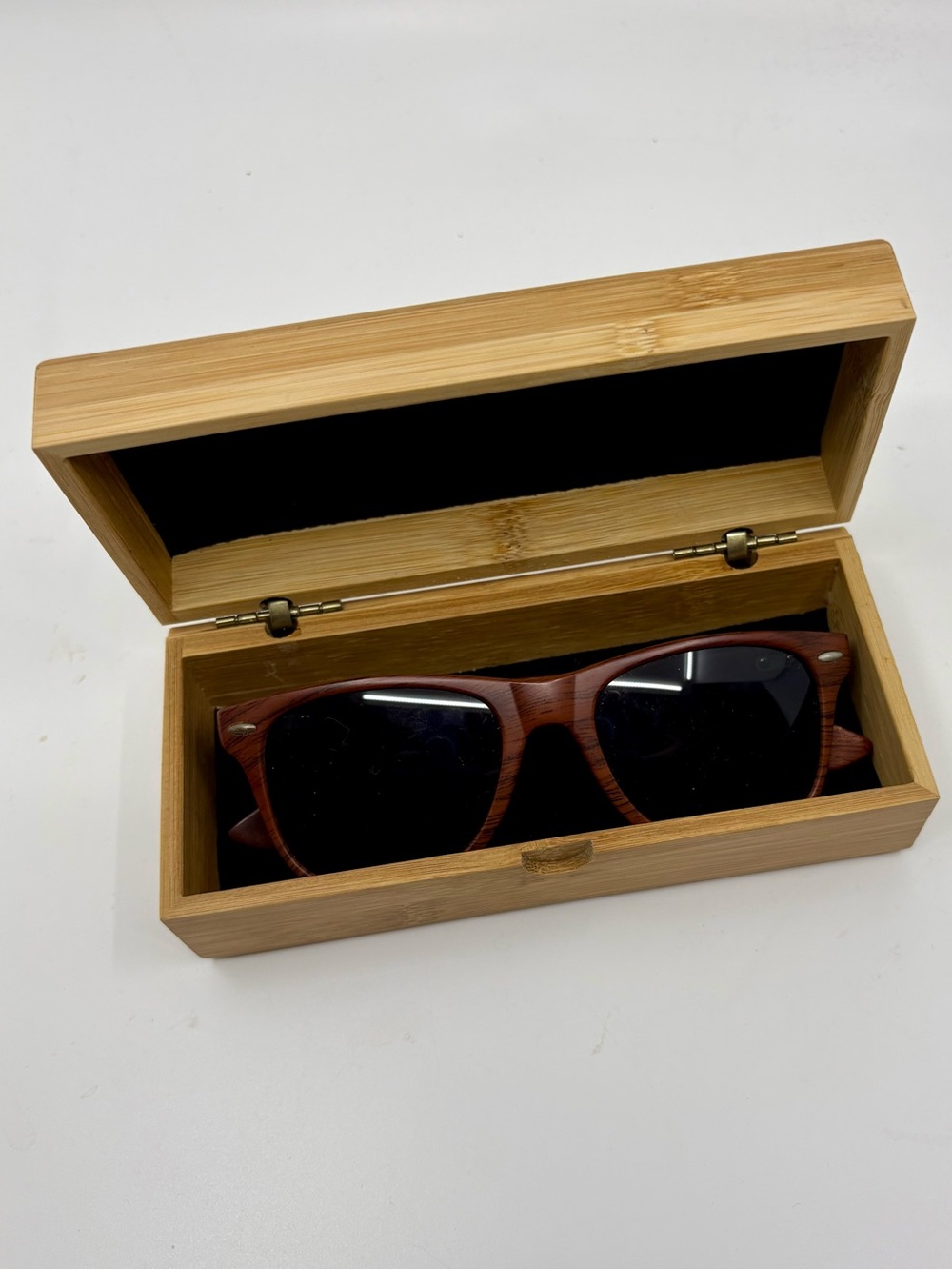 Environmental Wood Frame Sunglasses, Dark Lenses, 5.75”, wooden box included - Picture 7 of 7
